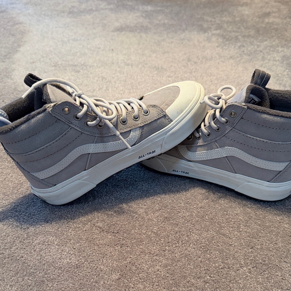 Vans Gray and White High-Top Athletic Shoes